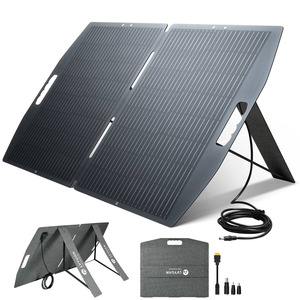 新品 100W ソーラーパネル 18.5V 太陽光パネル 折り畳み式 単結晶 ETFE 転換率22.5% IP65 急速充電 スタンド付 ポータブル電源 Yinleader