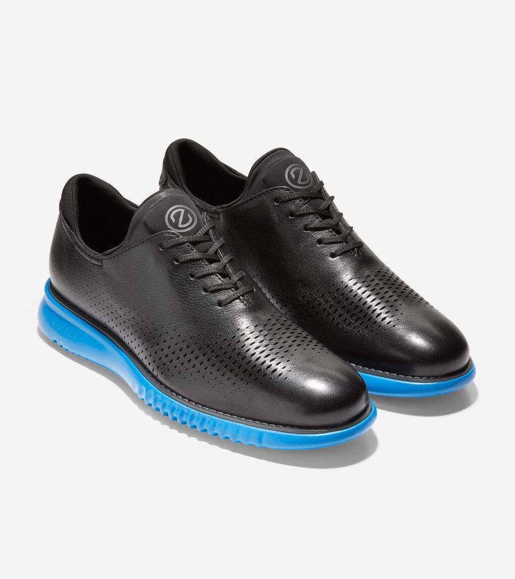 5.2万 超軽量 試着程度未使用 COLE HAAN コールハーン 2.ゼログランド レーザー ウィング オックスフォード ブラック系 US8 本革 天然皮革