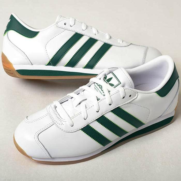 超美品 名作 カントリー 24年製 IG4551 白×緑 天然皮革 adidas country II ホワイト×グリーン 人気定番モデル US9 27cm スニーカー