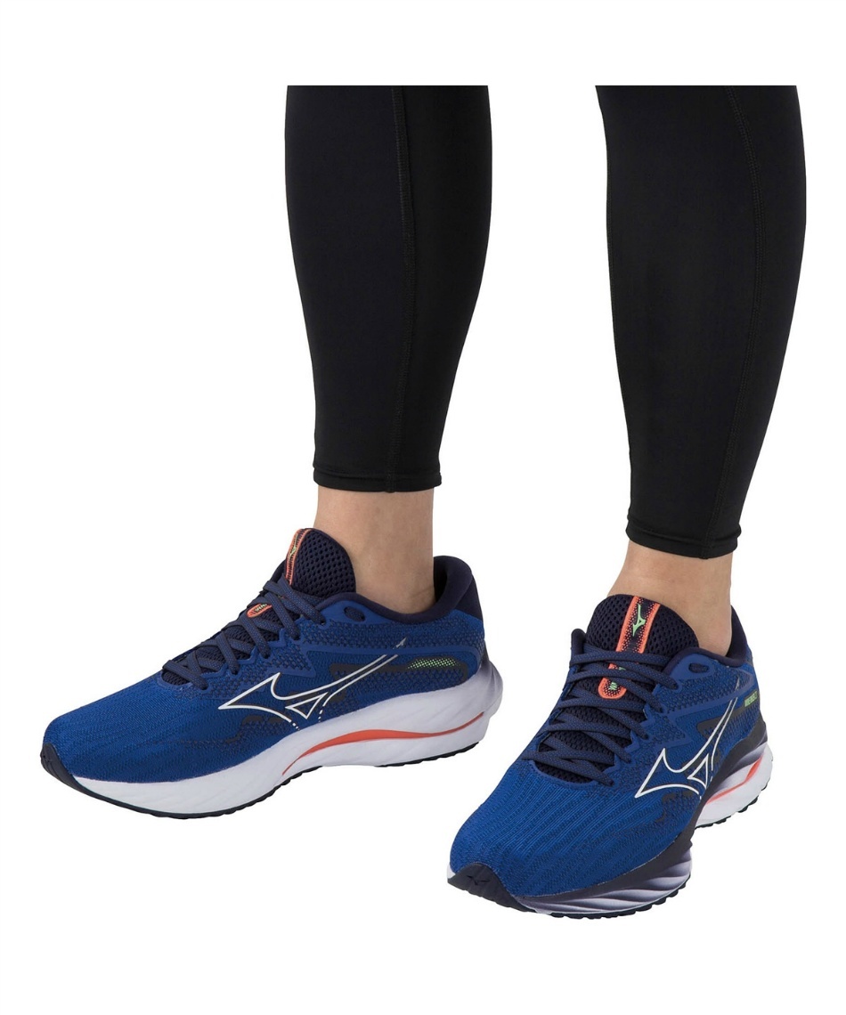 1.5万 良品 ミズノ MIZUNO ランニングシューズ ウエーブライダー27 SW/WAVE RIDER 27 SW/J1GC230405 ブルー系 2024年モデル 27.5cm 4E
