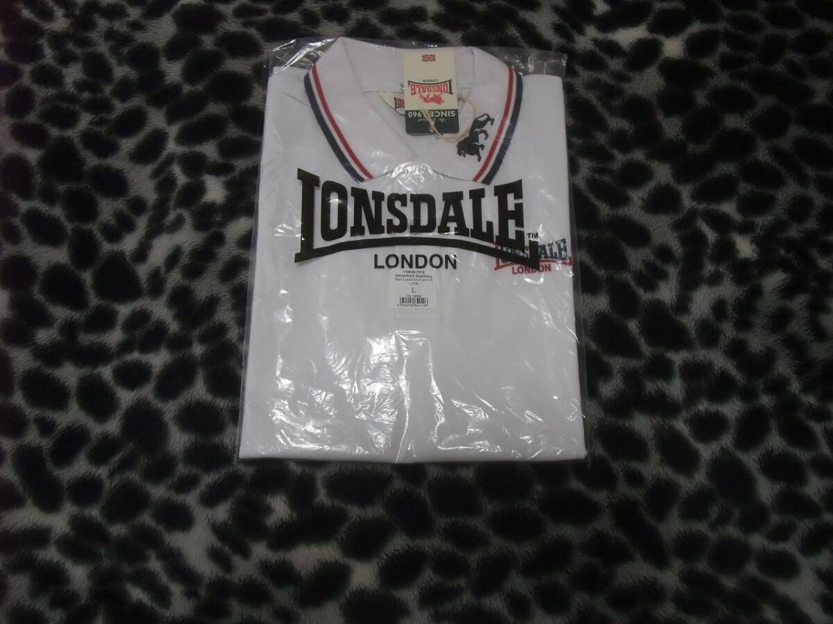 新品　LONSDALE ロンズデール / スリムフィットポロシャツ(LION) White -　サイズL