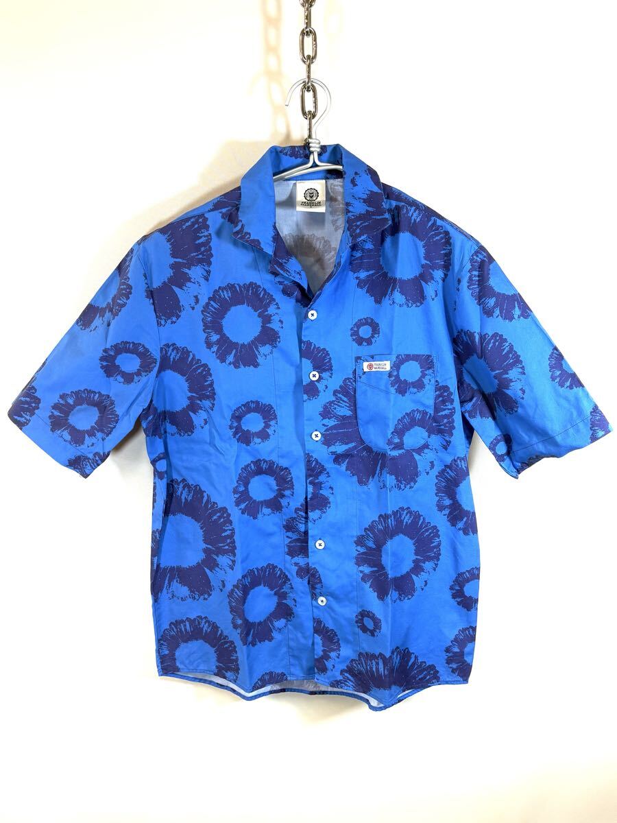 FRANKLIN&MARSHALL フランクリンアンドマーシャル オープンカラーシャツ 開襟アロハシャツ size:XS ブルー 半袖シャツ