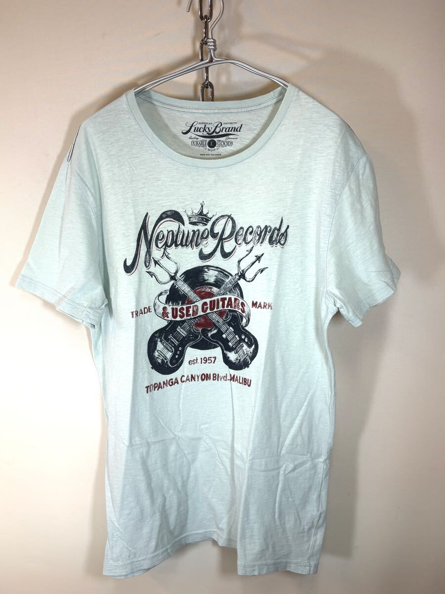 Lucky Brand ラッキーブランド 半袖カットソー Neptune Record 薄いブルー 80318 size:L