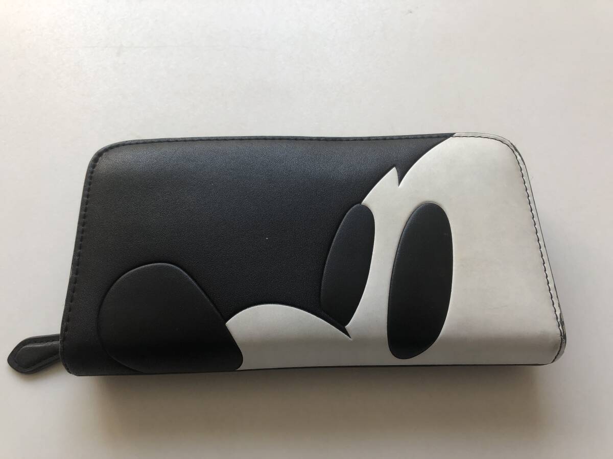 COACH/ラウンドファスナー/ミッキー/長財布/レザー/黒