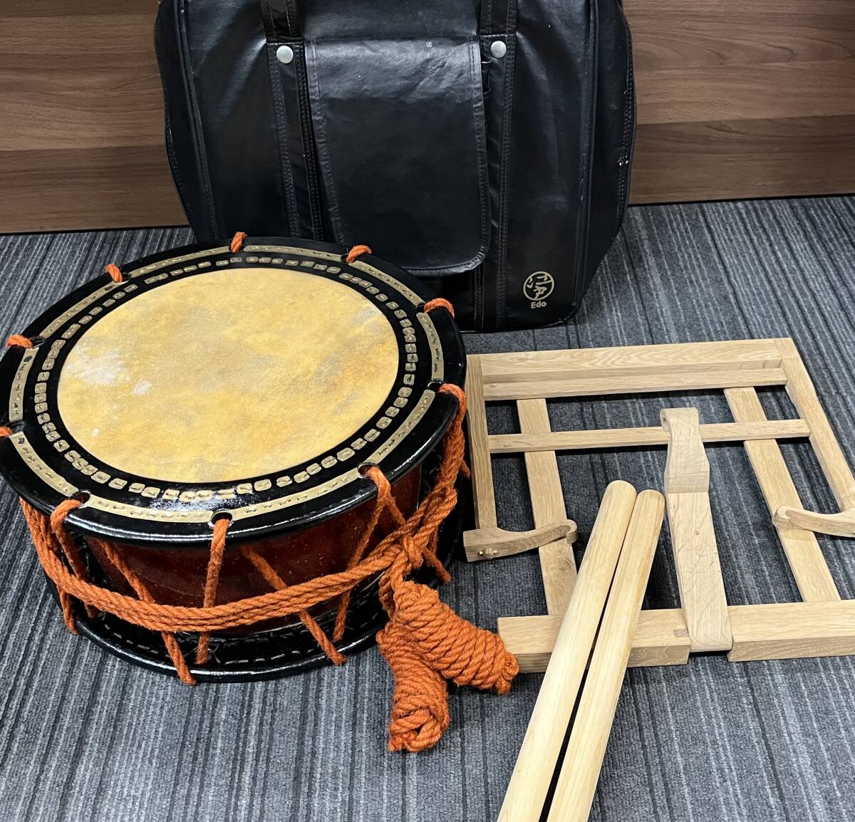 締太鼓 和太鼓 江戸 和楽器 太鼓 打楽器 直径 約34cm 保管品 注目99円スタート