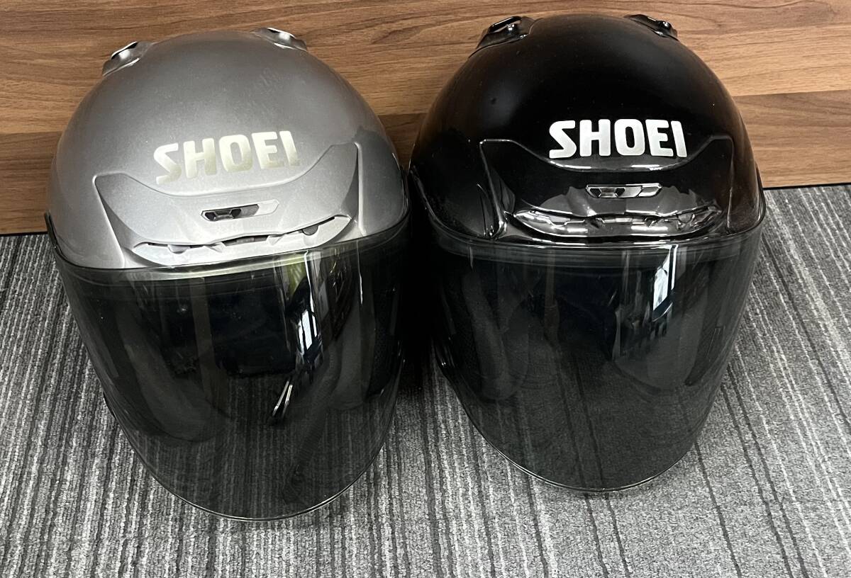 SHOEI ショウエイ オープン フルフェイス ヘルメット CJ-1 ブラック シルバー 2点 まとめ Mサイズ 保管品 注目99円スタート