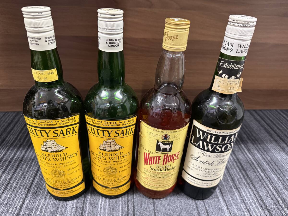 未開栓 ウイスキー 4本まとめ CUTTY SARK カティサーク 2本 WHITE HORSE ホワイトホース WILLIAN LAWSON ウィリアム・ローソンズ