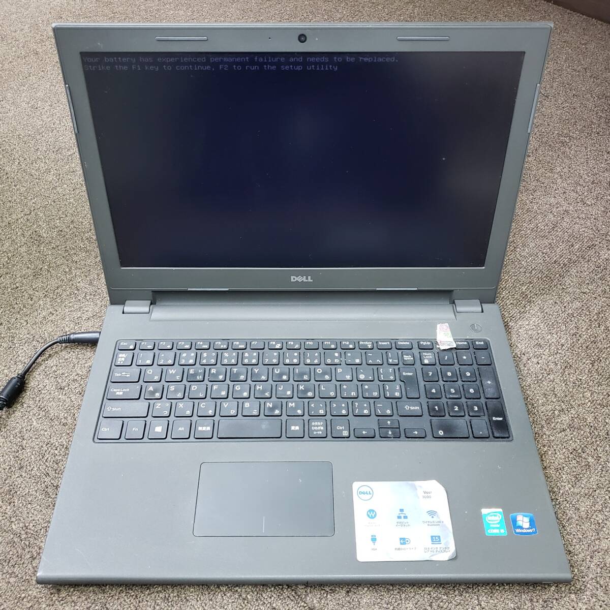 DELL デル Vostro15 3000 Series Windows7 intel CORE i5 通電確認済み 動作未確認 ジャンク品 現状品