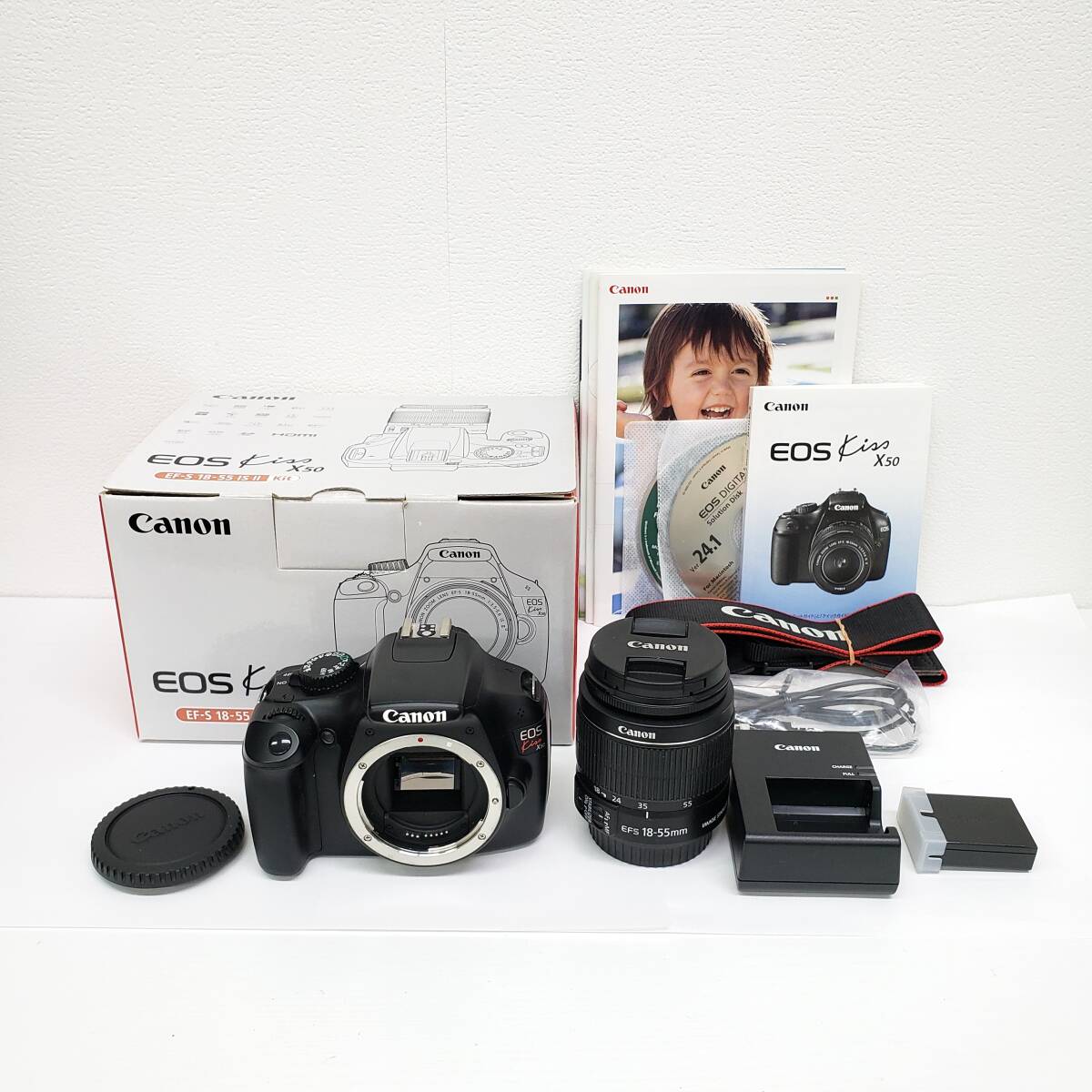 Canon キャノン EOS kiss X50 LENS EF-S 18-55mm 1:3.5-5.6 IS ii Kit 撮影動作確認済み 詳細動作未確認 現状品 