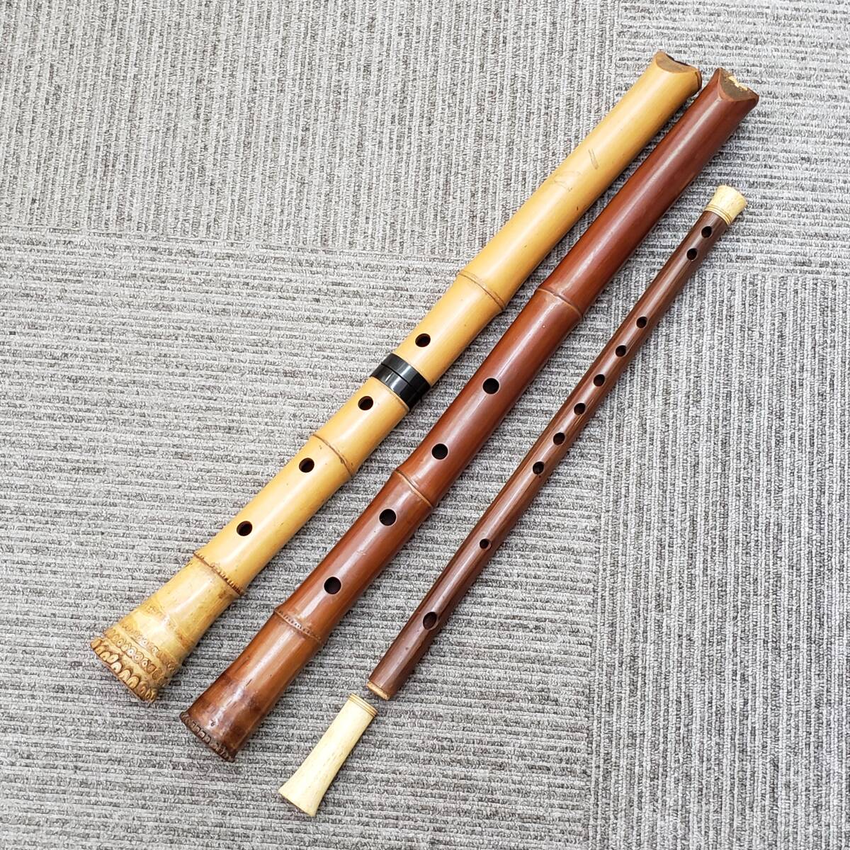 尺八 まとめ3点 竹製 和楽器 竹笛 管楽器 現状品