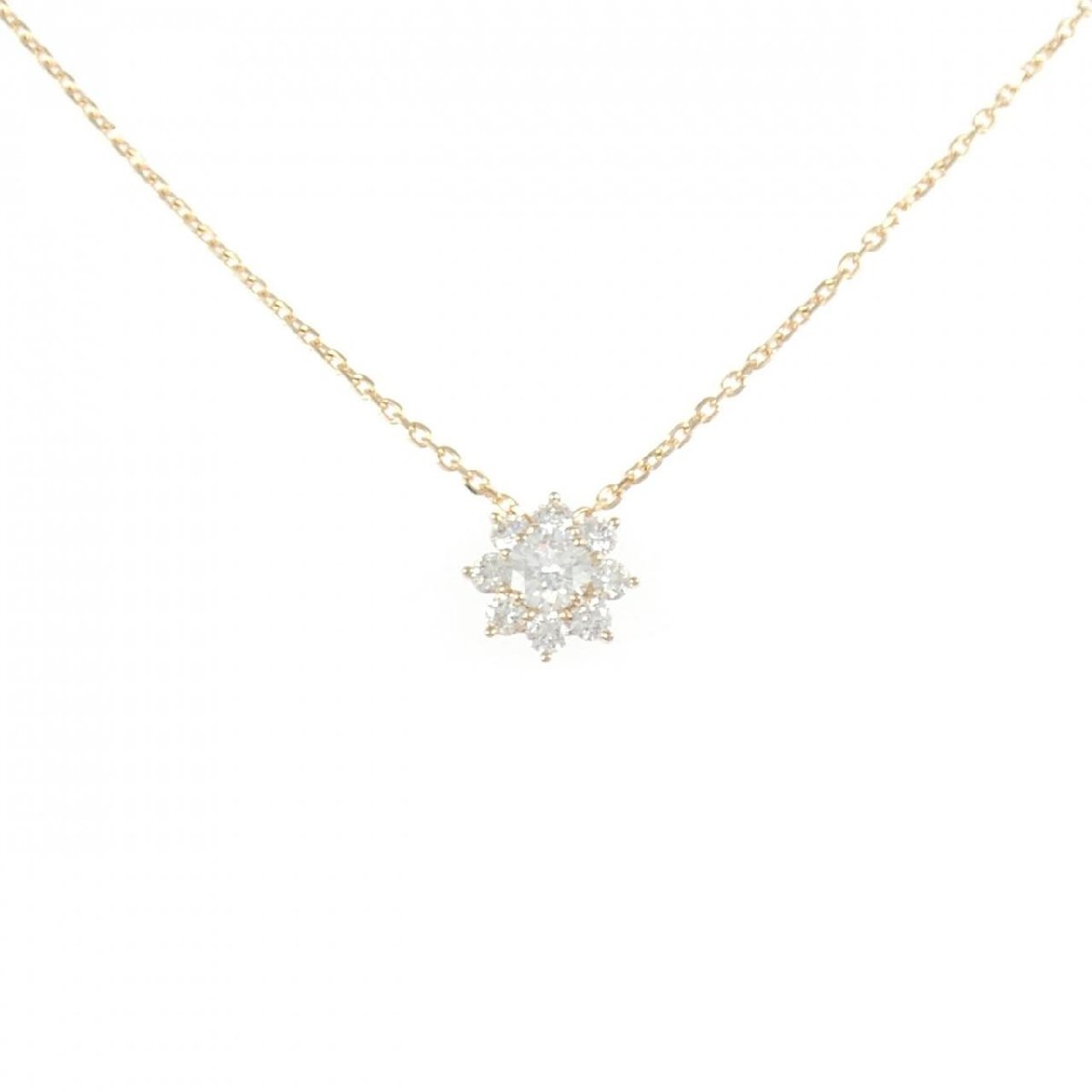K18PG フラワー ダイヤモンド ネックレス 0.235CT