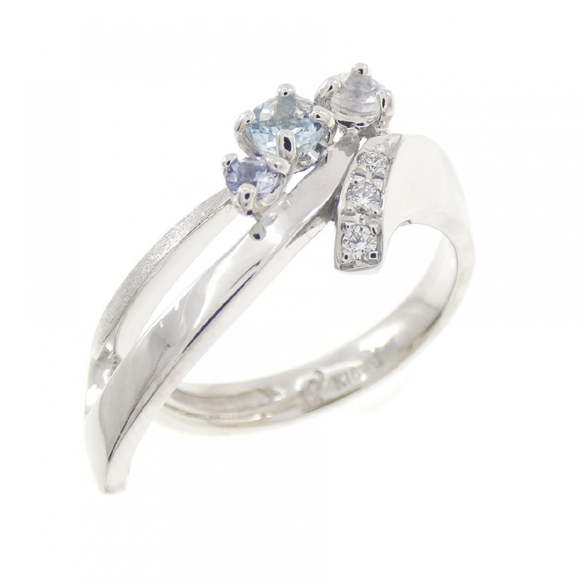 K18WG カラーストーン リング