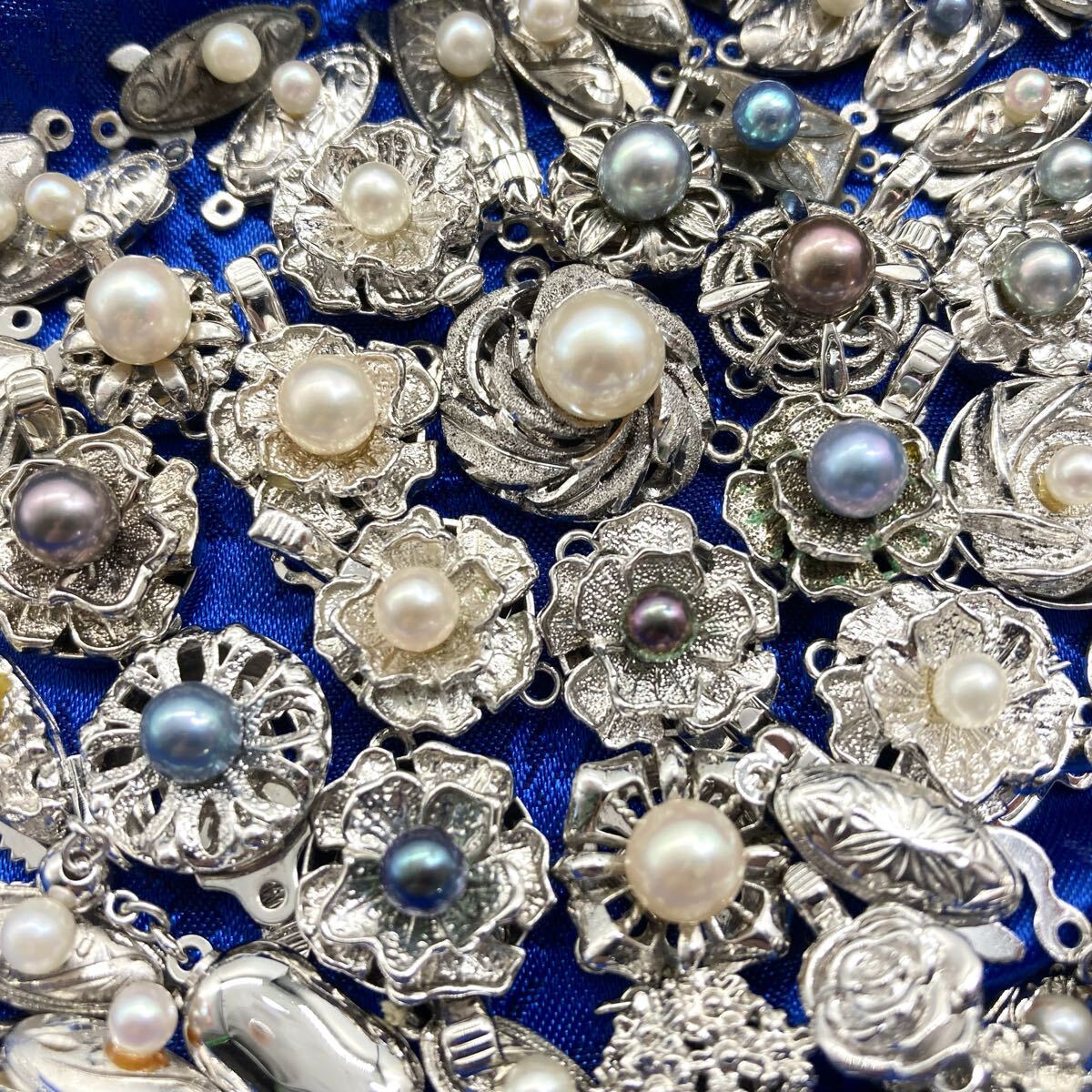 良品!!［シルバー925クラスプおまとめ］a 約86.3g ネックレス 金具 留め具 アコヤ 珊瑚 パール ブルー パーツ 素材 C52