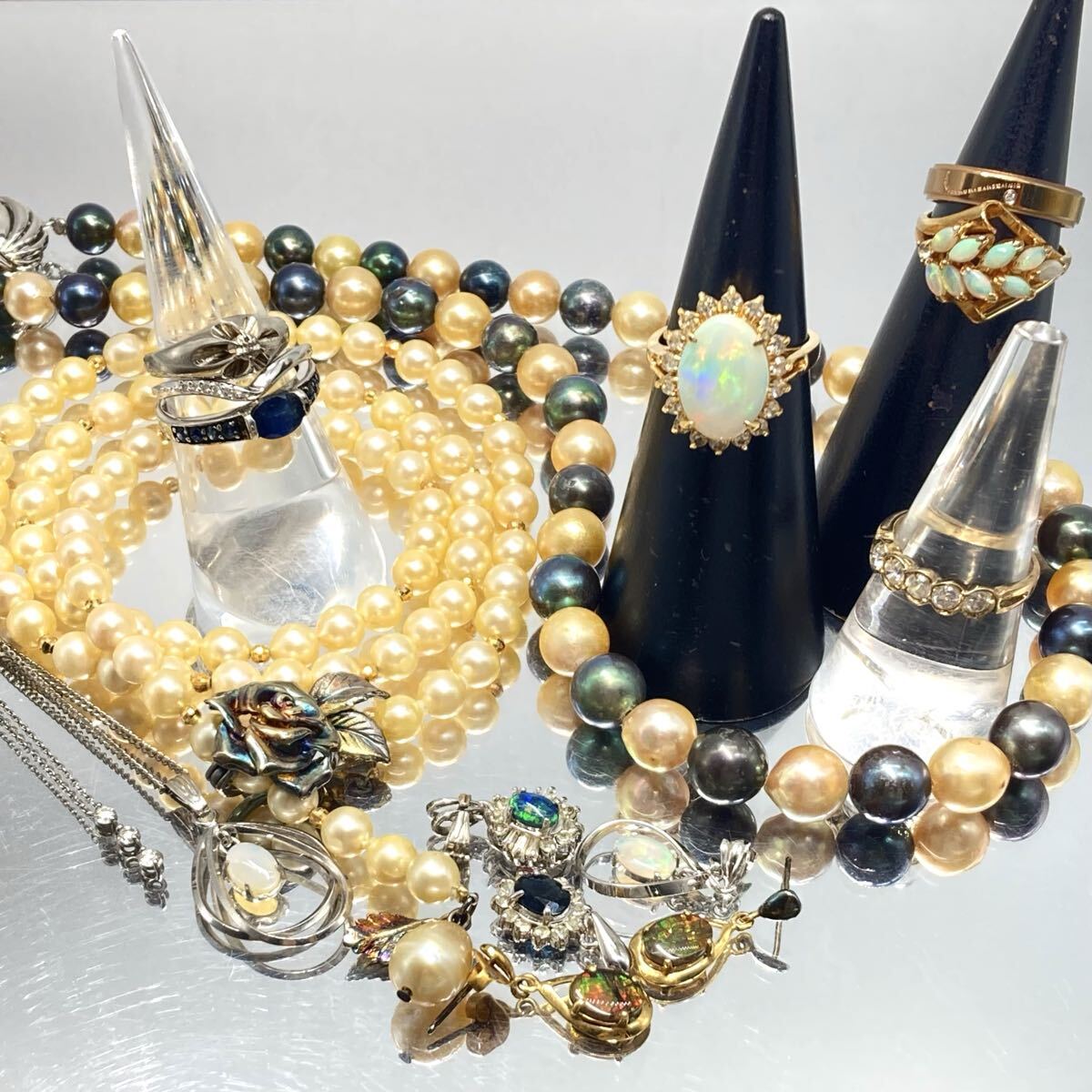 ダイヤ/サファイア入り!!［アクセサリーおまとめ］a 約99.2g ネックレス リング アコヤ本真珠 オパール アンモライト C53