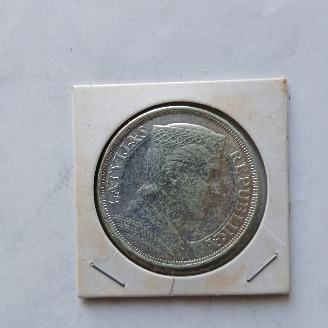 ラトビア共和国 1925年 5ラティ 銀貨 古銭 コイン FF-
