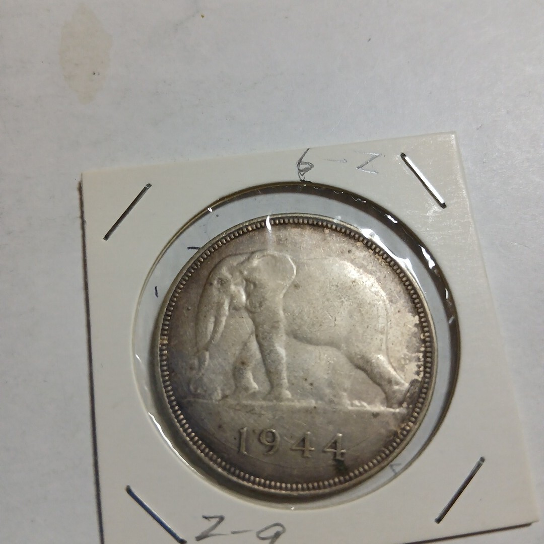ベルギー領コンゴ　50FR 銀貨　1944年