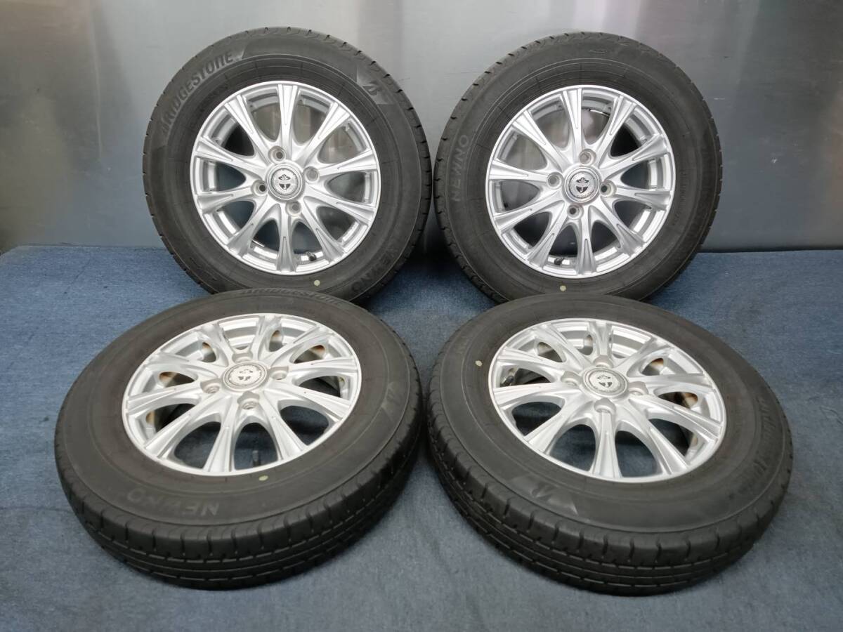 ★8分山★23年製★ ブリヂストンNEWNO 145/80R13　社外ホイール 13×4J +45 4H-100 4本セット 軽自動車等　K317