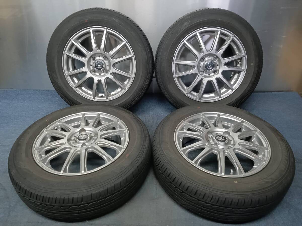 ★8-8.5分山★21年製★ ダンロップDIGI-TYRE EC202 185/65R15　社外ホイール 15×5.5J +50 4H-100 4本セット フリード・ノート等　K504