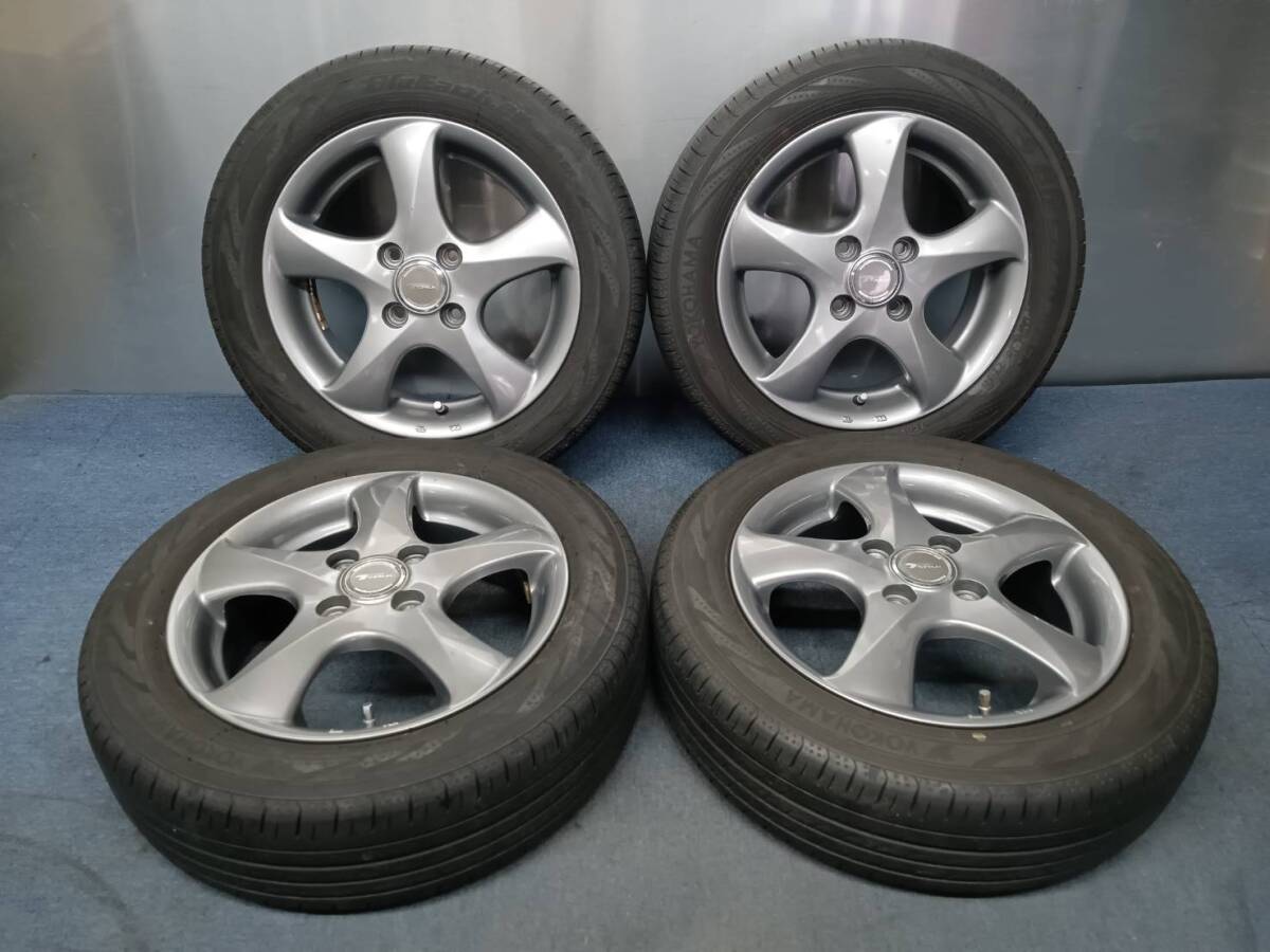 ★8-8.5分山★21.23年製★ ヨコハマBluEarth-RV RV03CK 155/65R14　社外ホイール 14×4.5J +45 4H-100 4本セット 軽自動車等　K514