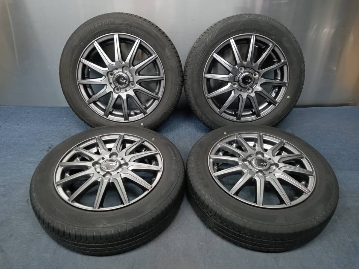 ★8-8.5分山★21.23年製★ ブリヂストンECOPIA NH200C 155/65R14　社外ホイール 14×4.5J +45 4H-100 4本セット 軽自動車等　K567