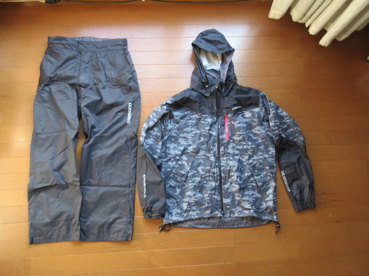 ジャンクGW遠征時使い捨て用SHIMANOシマノ RA-026N DSスタンダードスーツ Lサイズ レインスーツレインコート 雨具 カッパ レインウエア