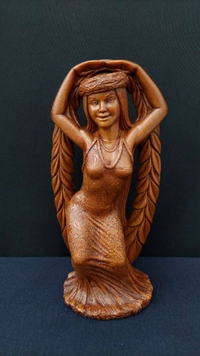 1円～☆ ハワイ 伝統的工芸品 フラの女神像「Maile Laka(マイレ・ラカ)」Coco Joe's(ココジョー) ハワイアンヴィンテージ 置物 80