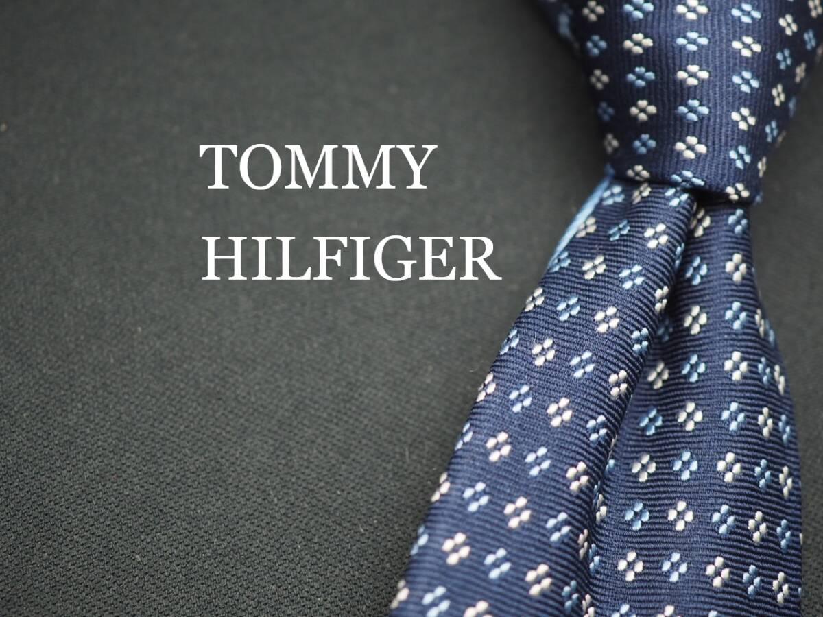 【TOMMY HILFIGER トミーヒルフィガー】 I 1664 ネイビー系 SILK ブランド ネクタイ 古着 良品 転売 仕入
