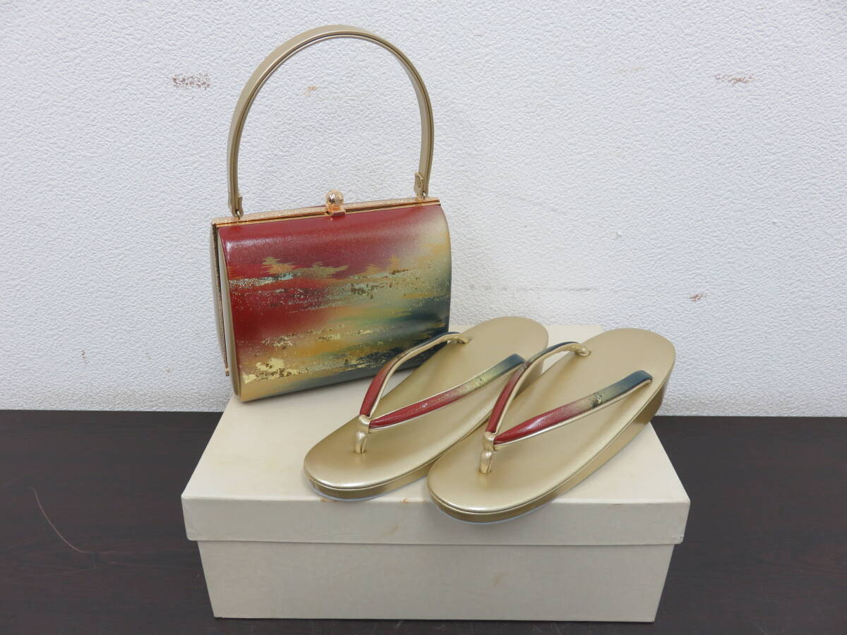 和装　バッグ　草履　セット　履物　草履 24cm　ハンドバッグ　入学式　卒業式　結婚式　和装小物　上品な柄　グラデーションカラー