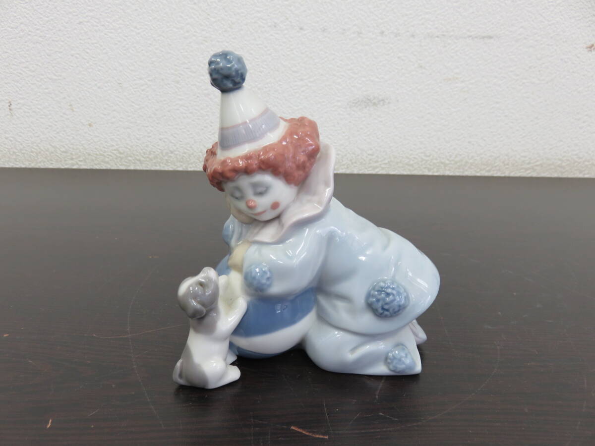 LLADRO　リヤドロ　フィギュリン　陶器人形　犬　子犬とボールを持つピエロ　5278　約W12cm×約H10cm　ヴィンテージ品　置物　インテリア