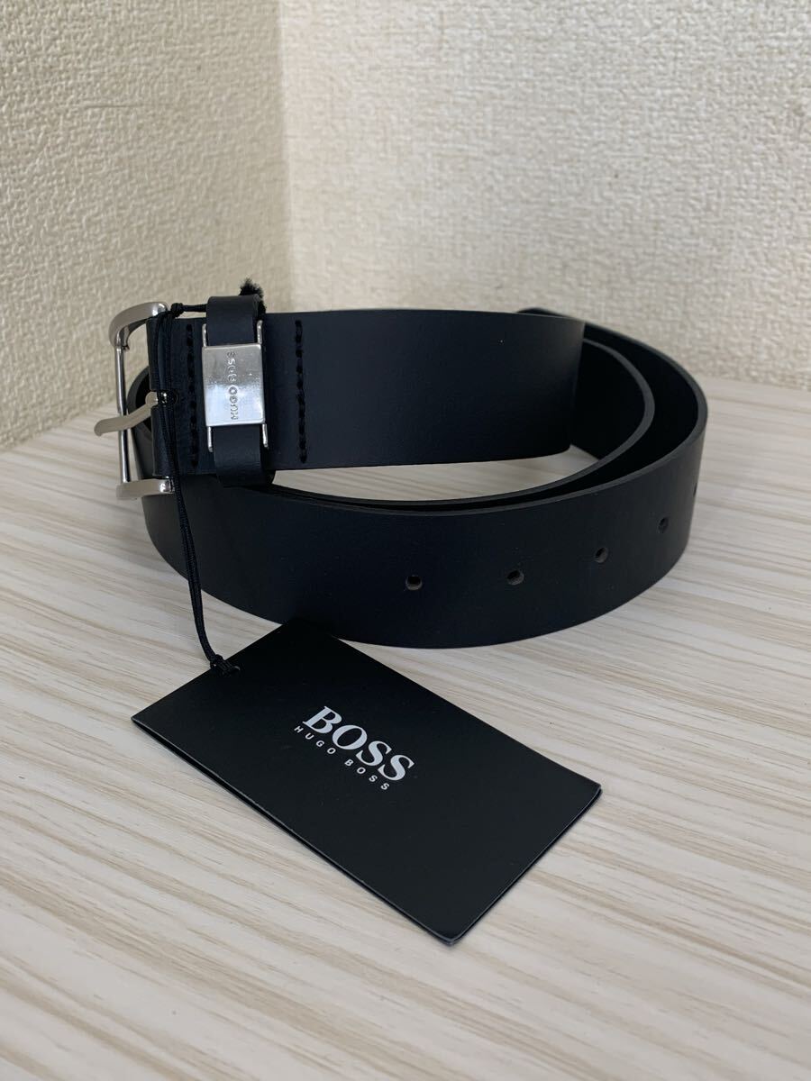 〒812 BOSS(HUGO BOSS) ボス(ヒューゴ ボス) レザーベルト ブラック ビジネス 黒