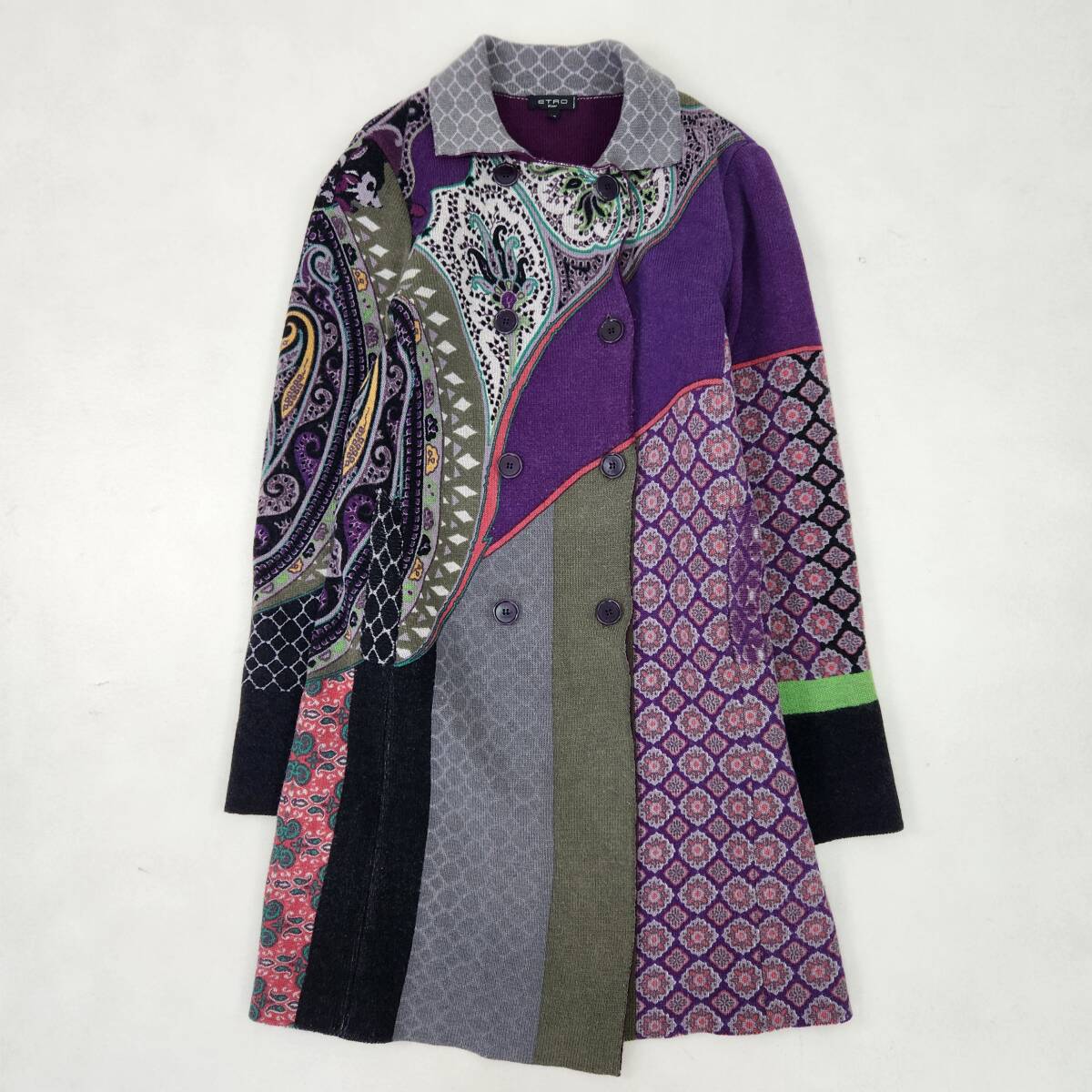 ETRO　コート　エトロ ペイズリー柄 ウール 上質 ダブルブレスト 42サイズ L XL相当