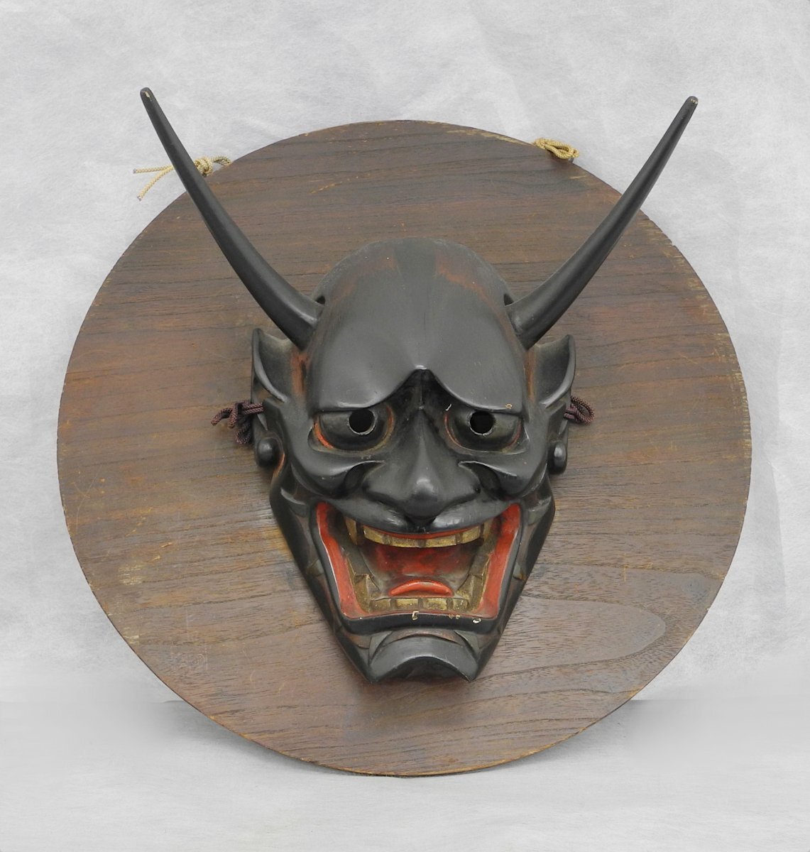 お面 般若 十文作 木彫 26cm×19.5cm 木製 能面 魔除け レトロ ヴィンテージ 中古 現状品