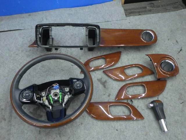 ホンダ純正 本革 木目調コンビ ステアリングホイール ハンドル パドル ステリモ付 シフトノブ インテリアパネル セット JG1 N-ONE JG2
