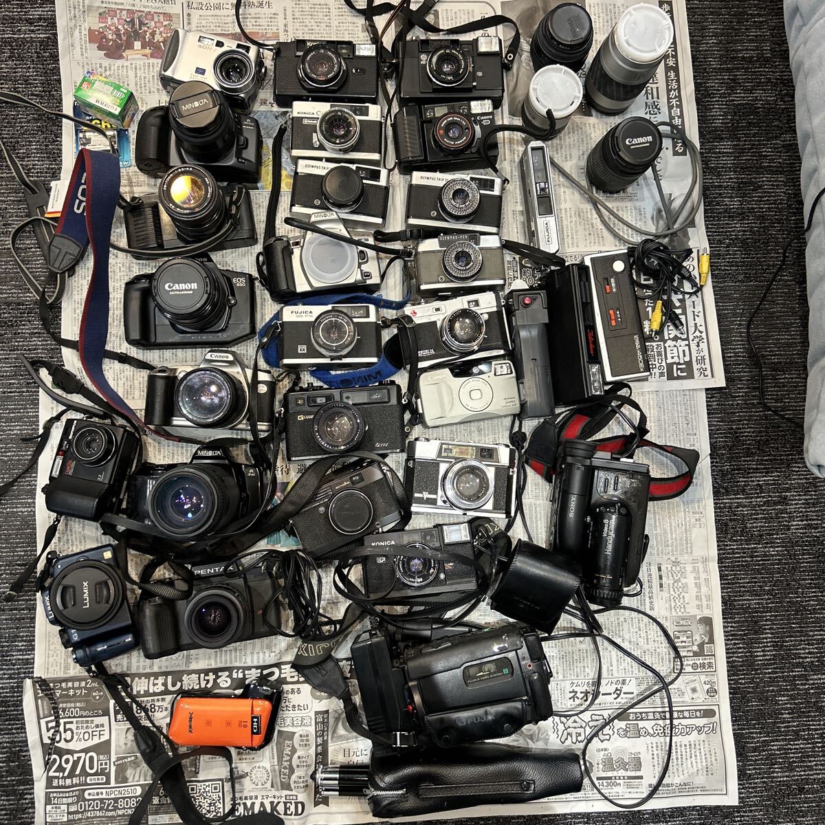 【１円スタート】Canon PENTAX Nikon OLYMPUS MINOLTA FUJIFILM レンズ Konica フィルムカメラジャンク品まとめ