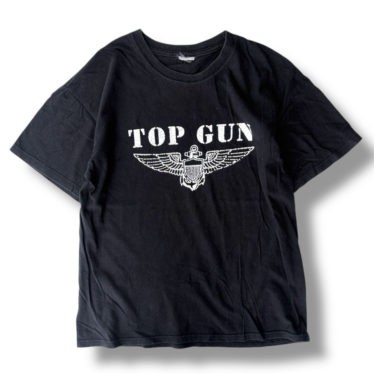 TOPGUN トップガン 半袖 ロゴ プリント Tシャツ 黒 BLACK ヴィンテージ VINTAGE トップス 映画 Tee トムクルーズ マーベリック