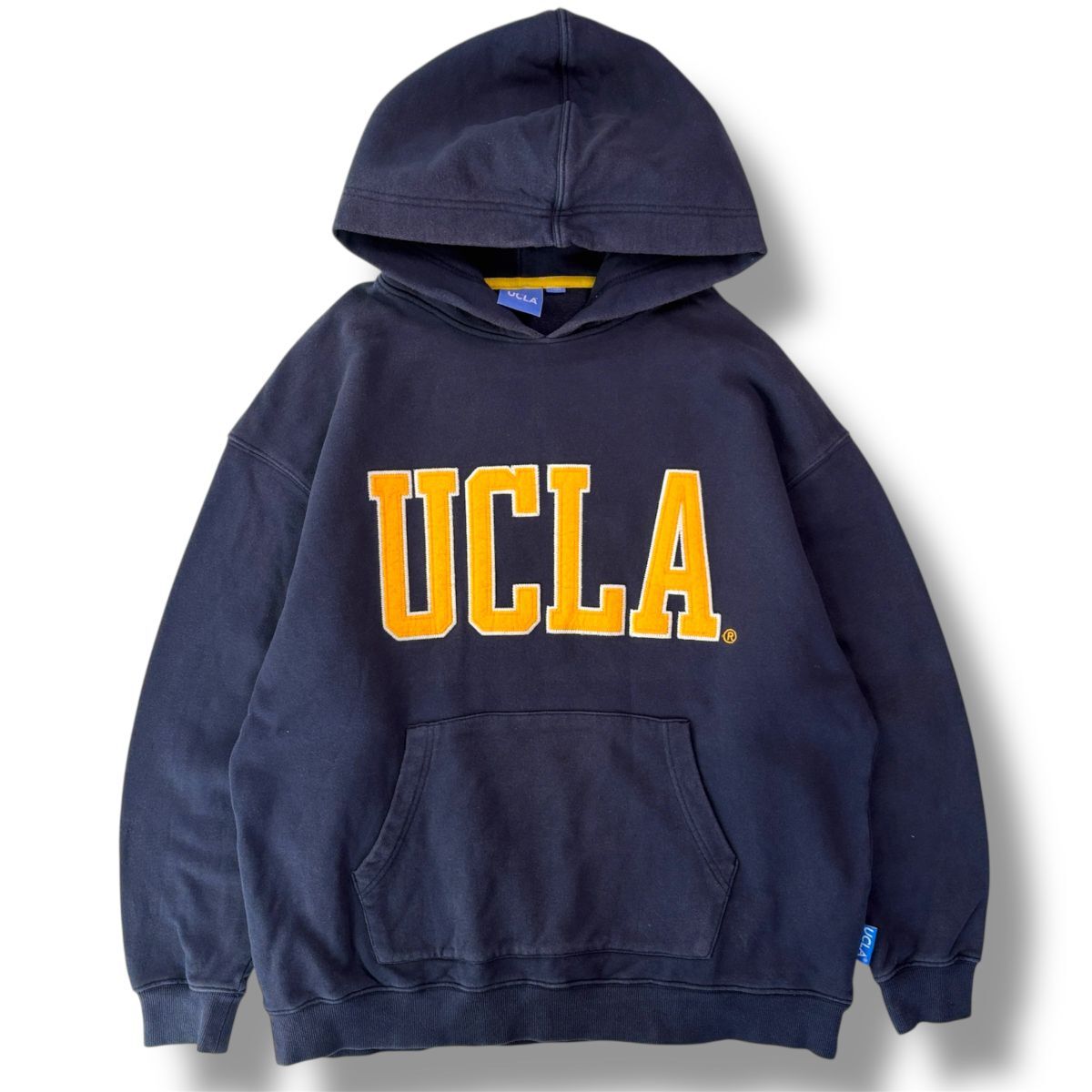 国内正規品★ UCLA ビッグ ガレッジロゴ ワッペン刺繍 フーディー パーカー ネイビー フリーサイズ トップス スウェット ヘヴィーウェイト