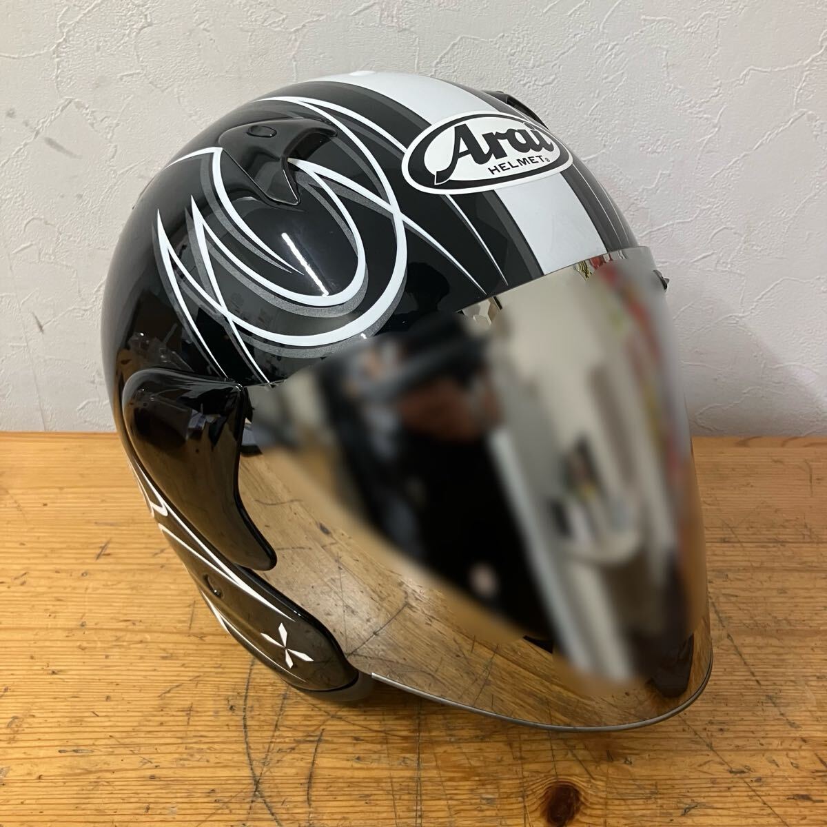 RN93 【状態良好★】Arai アライ SZ-F FUN ジェットヘルメット ブラック ホワイト 57.58cm未満 SNELL