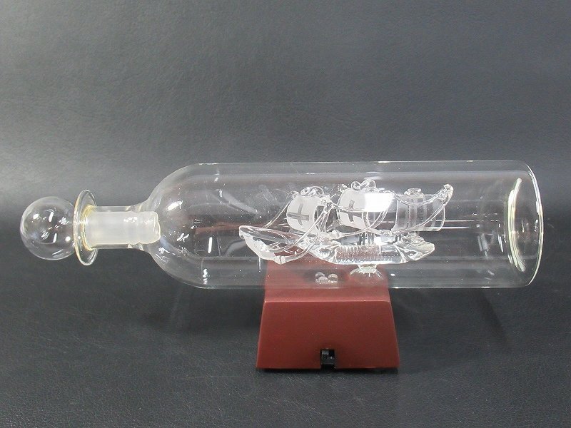 D5193 ガラス ボトルシップ 置物 帆船 オブジェ インテリア ガラス細工