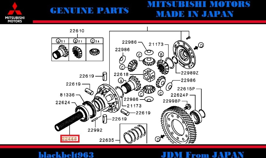 ■三菱純正■Lancer EvoV/Ⅵランサー エボ5 RS(98M)/エボ6 CP9A シャフト,M/T フロント アウトプット ABSナシ 98/12-99/11 MR498575