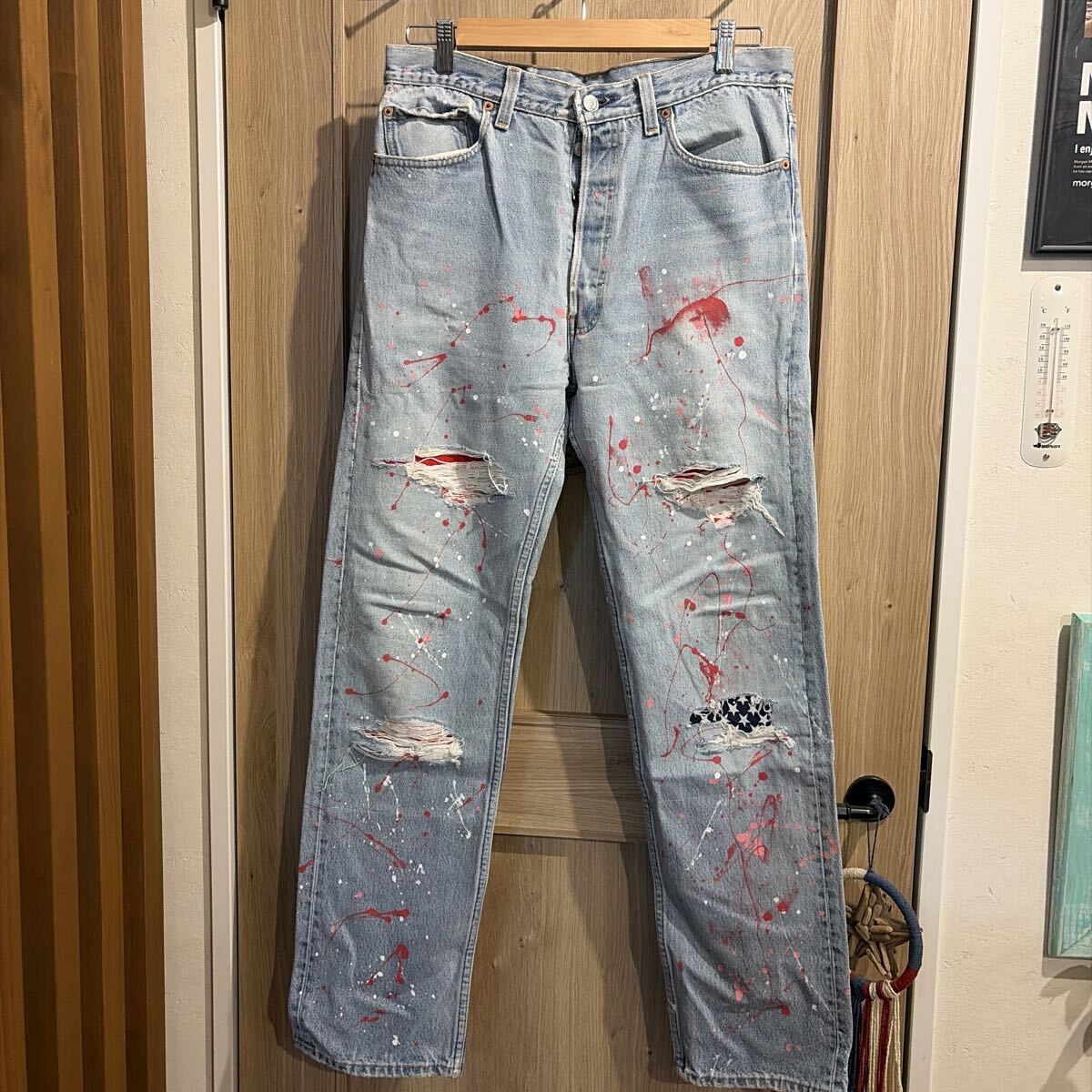 Levis リーバイスリメイクレギュラーユーズド501ハワイセレクトショップ88オリジナル希少品 デニムパンツ ジーンズ ペンキ 雰囲気系