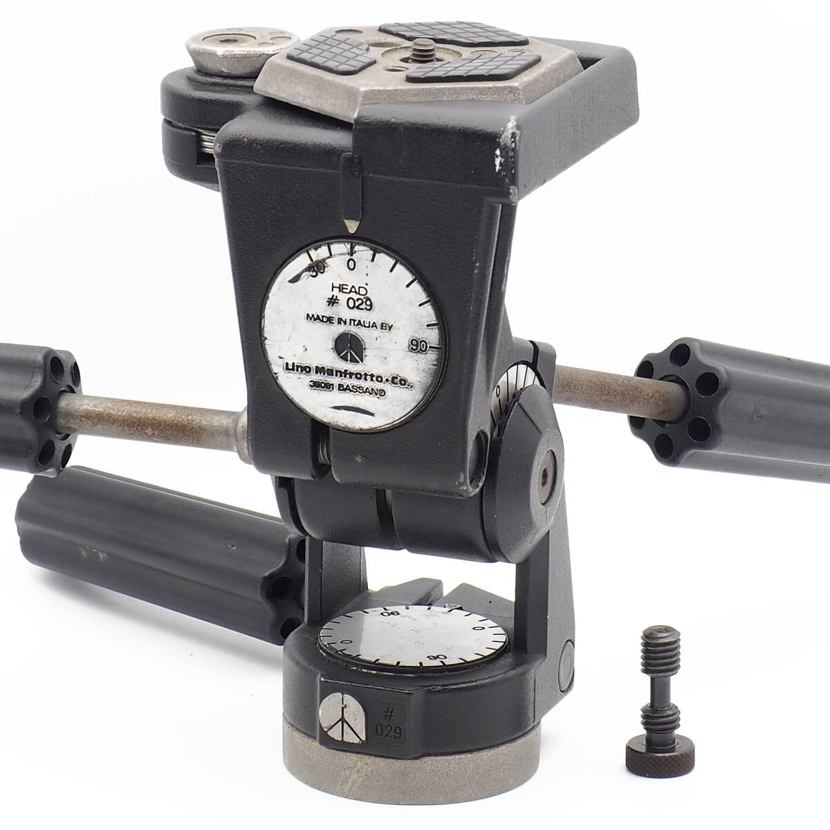 Manfrotto #029 3Way 雲台 6角プレート付 マンフロット 029 ベストセラー 3D ヘッド MADE IN ITALY 過酷環境を乗り越えた ヴィンテージ