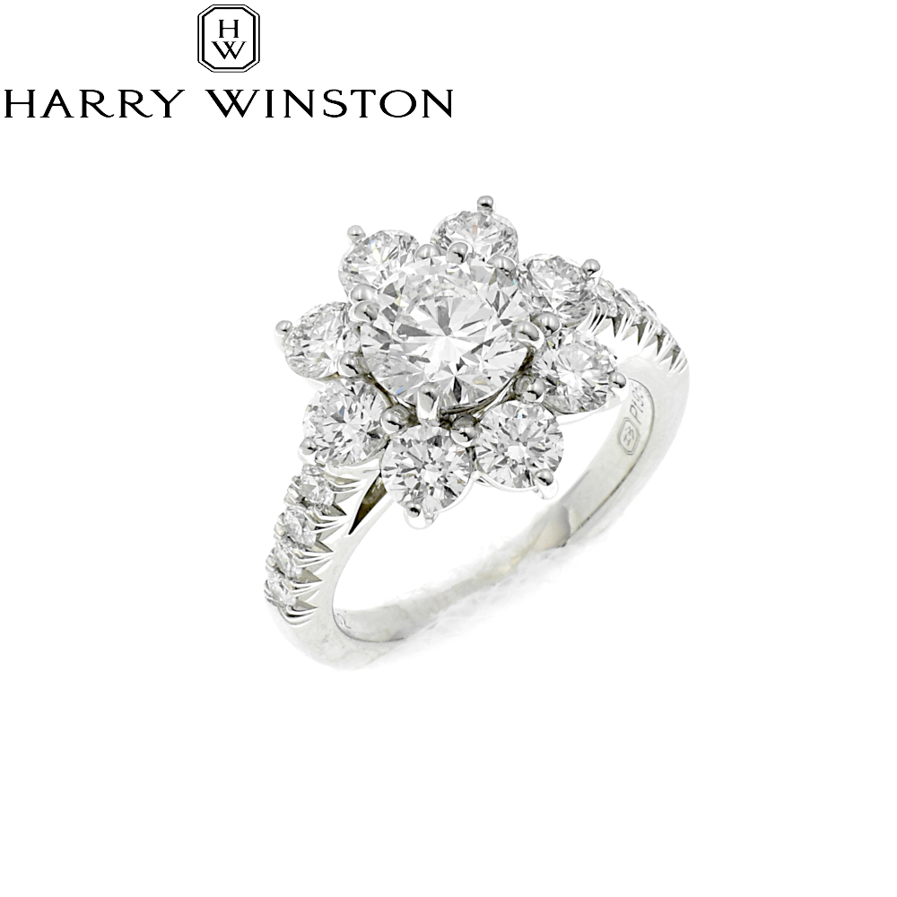 【A02680】HARRY WINSTON HW ハリーウィンストン サンフラワー PT950 1.01ct/D/VVS2/Excellent ダイヤモンド リング