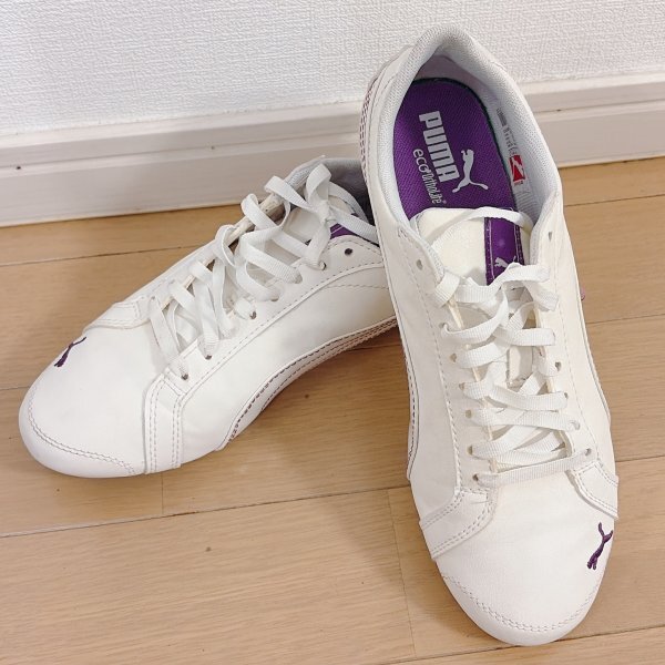 【同梱〇一律送料♪】　PUMA プーマ　ホワイト　パープル　レディース　23cm 中古　靴　シューズ　スニーカー　古着　現状品