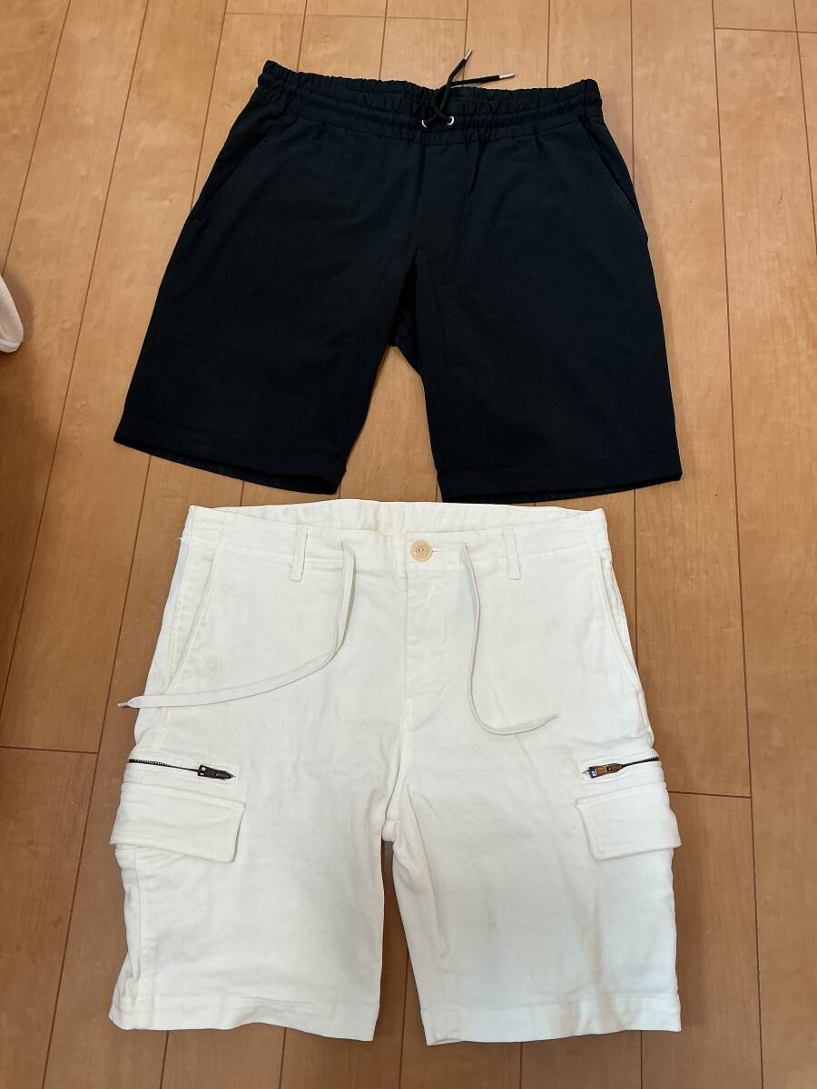 極美品　AKM メンズ　半ズボン　　黒／白　Ｌ