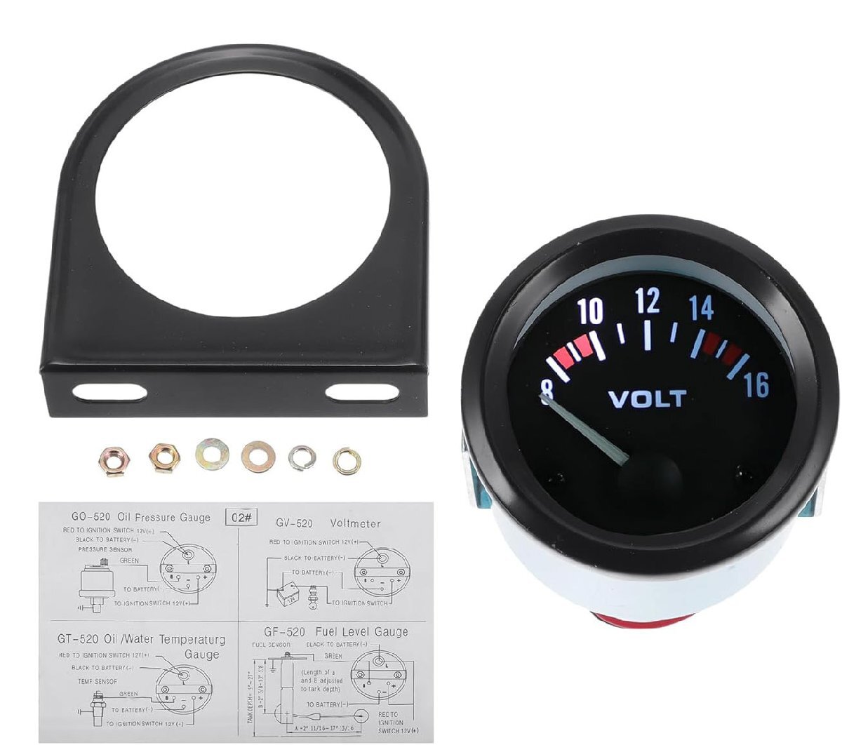 送料690円 12V車用 アナログ電圧計 電流計 バッテリーメーター バイク 汎用 電装チェック クラシックデザイン