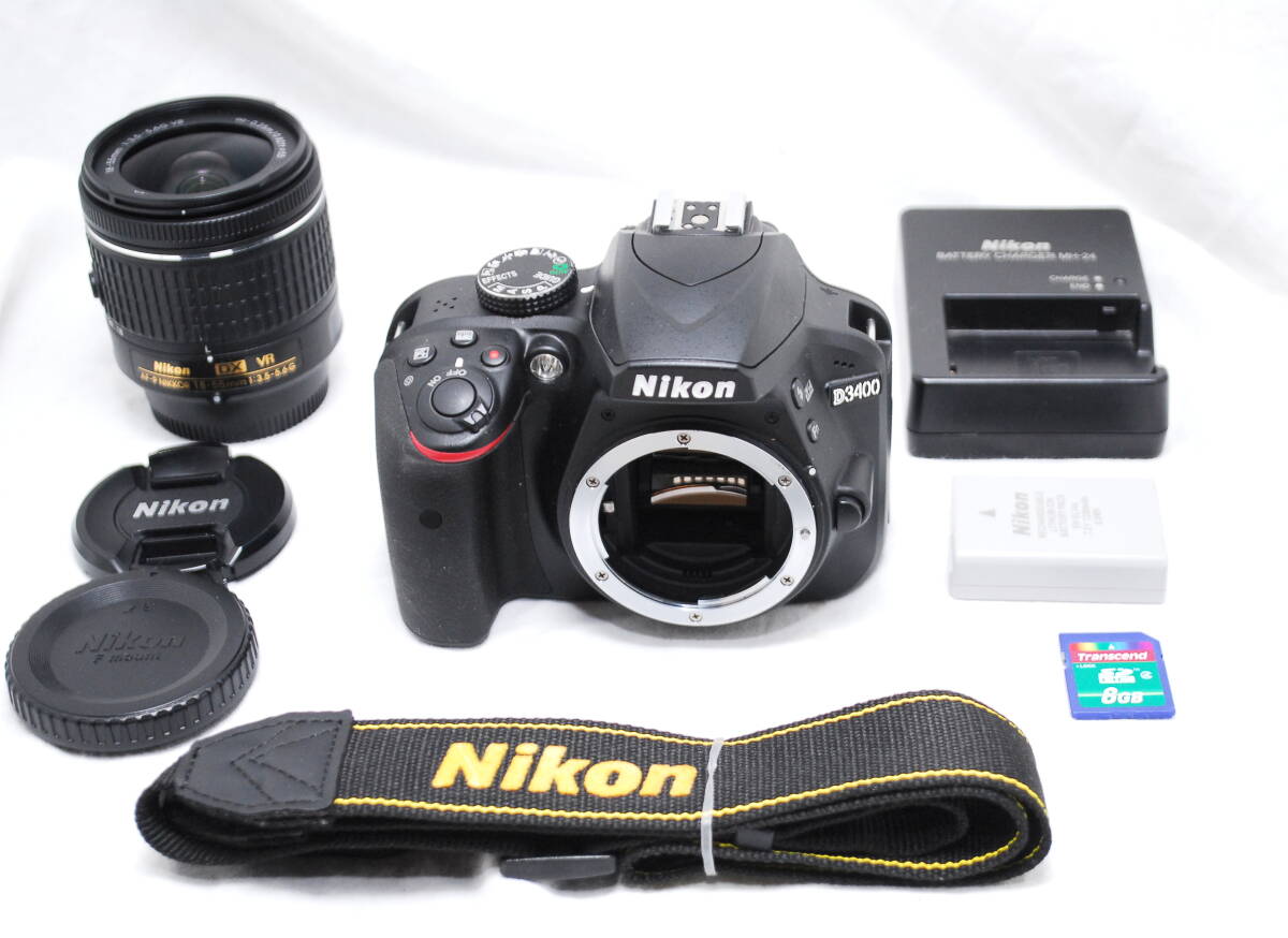 【新品同様の超美品 431ショット・SDカード付き】Nikon ニコン D3400 AF-P 18-55mm VR