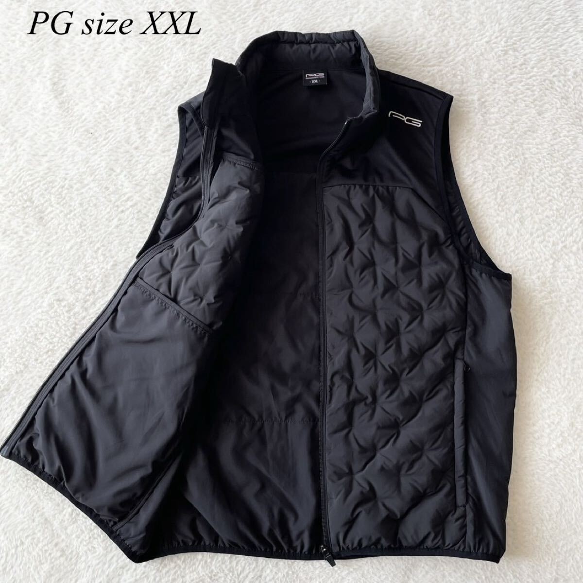 良品【XXL/PG(パフォーマンスギア)/ゼビオ】 軽量で保温性のある素材/高品質キルティングベスト！羽織り/ブラック/衝撃プライス！Z48