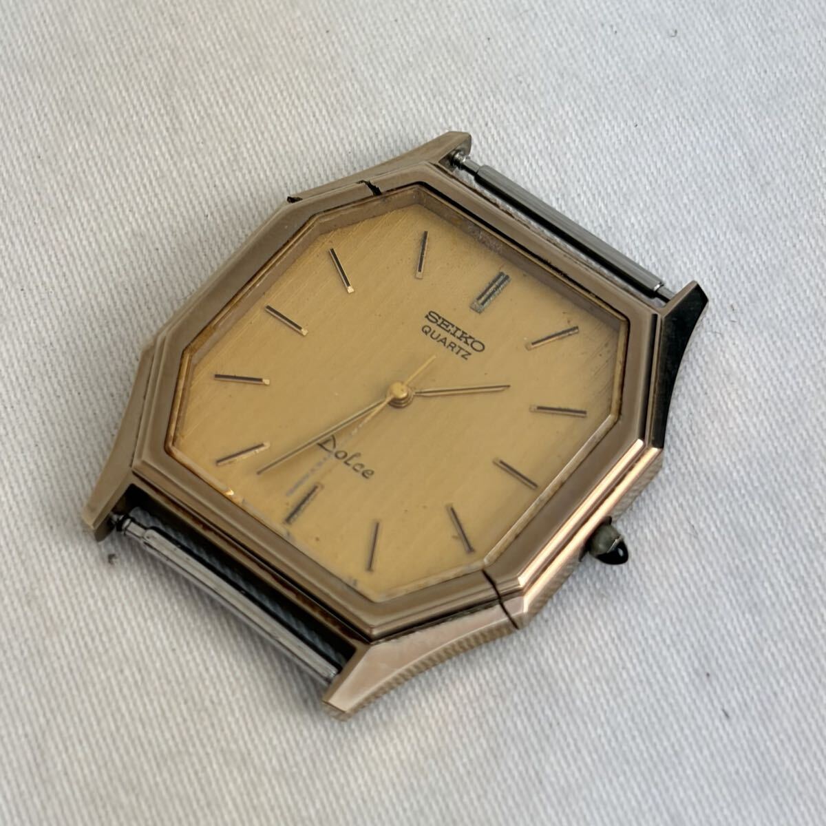 0001【0327 B-1539】SEIKO セイコー DOLCE ドルチェ 7731-5020 クォーツ QZ ゴールド文字盤 メンズ 腕時計 フェイスのみ 不動品