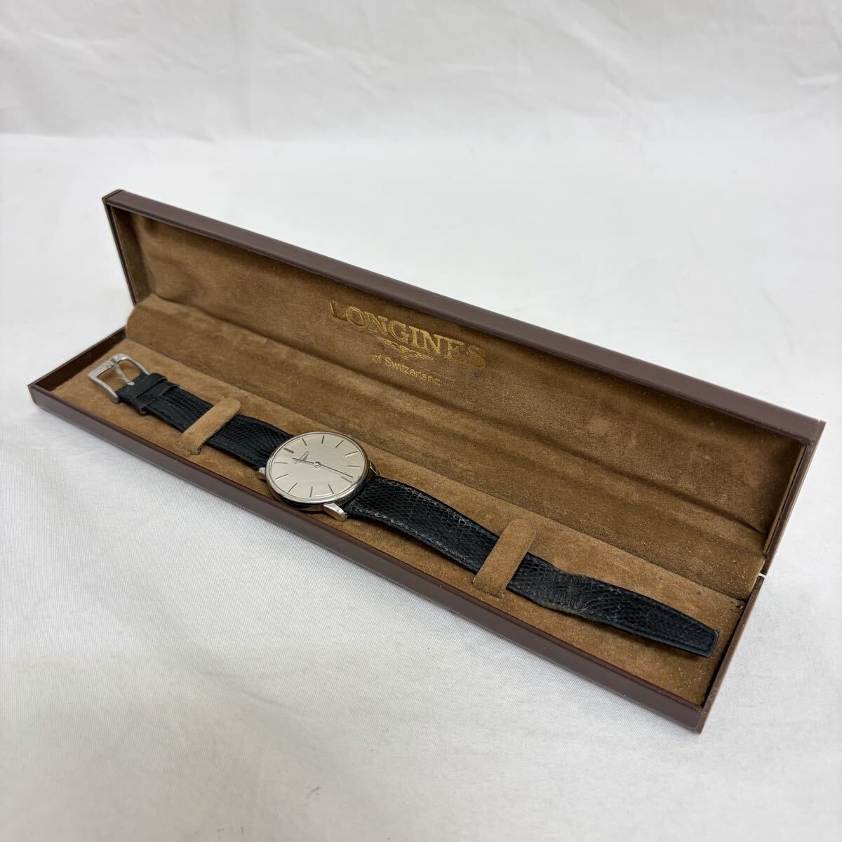 00001【0401 B-1585】LONGINES ロンジン 847-SWISS-1114 手巻き シルバー文字盤 アンティーク メンズ 腕時計 稼動品