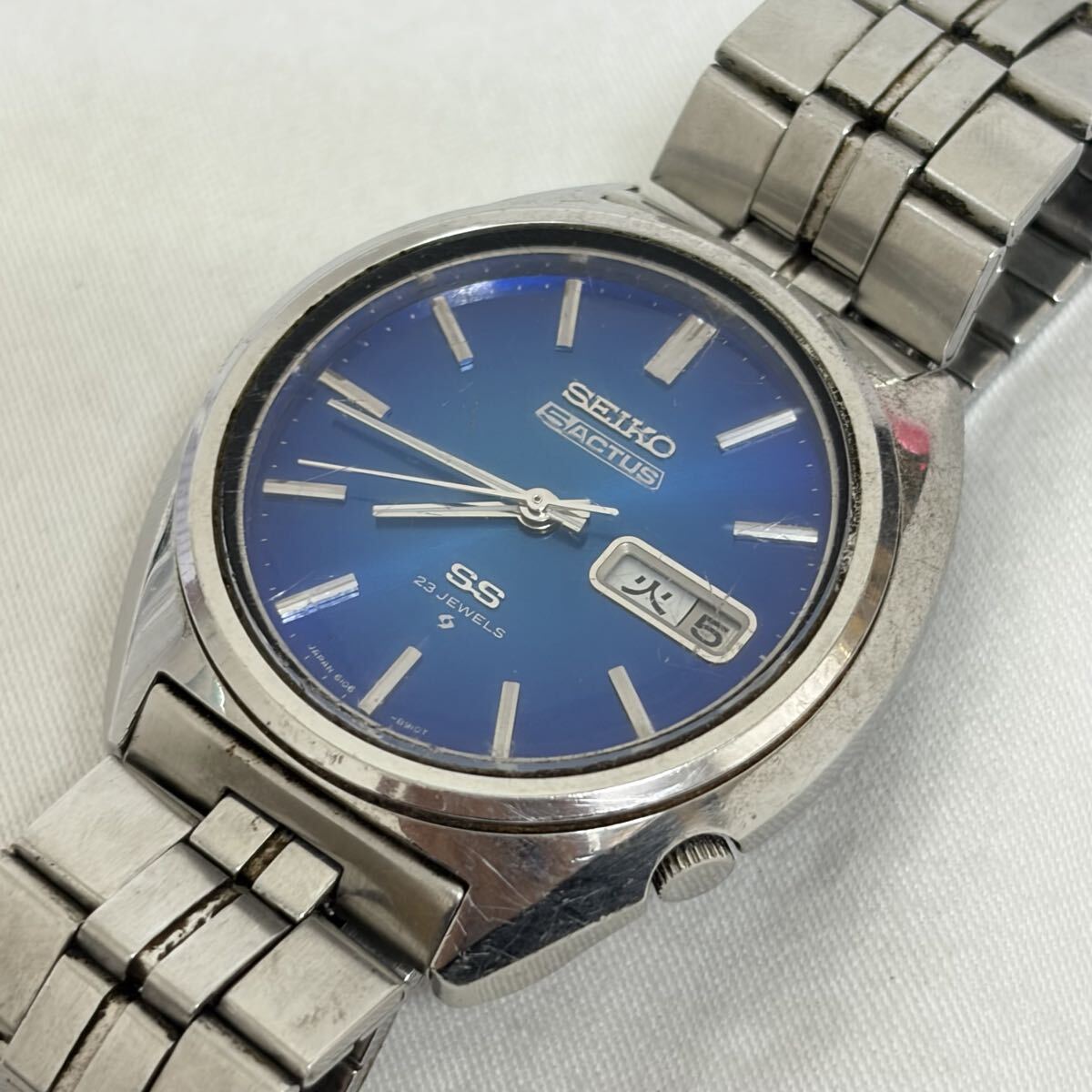 0005【0401 B-1601】SEIKO セイコー 5 ACTUS SS 23石 6106-8670 自動巻き デイデイト メンズ 腕時計 稼動品